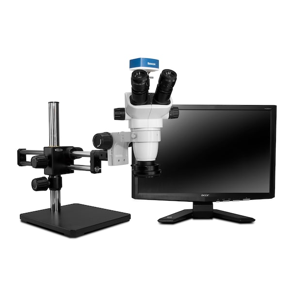 SSZ Stereo Trinocular With Low-Profile LED Light On Dual Arm Stand